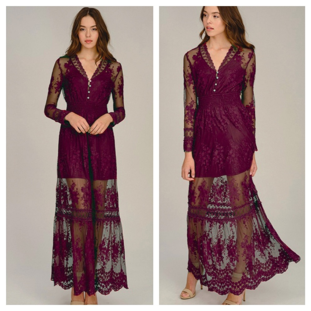 🦋MAKE AN OFFER!🦋 Burgundy Lace Maxi - Picture 2 of 2